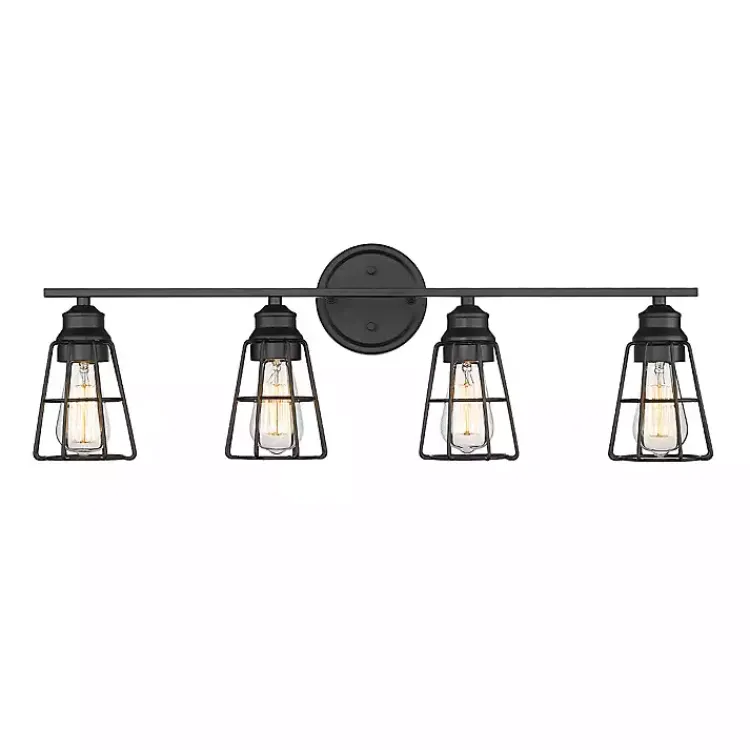 Kirklands Home Flush Mount Lighting|Matte Cage Shade Vanity Light Black