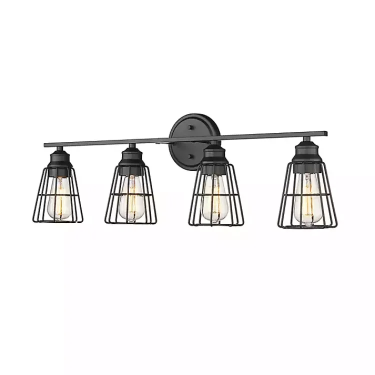 Kirklands Home Flush Mount Lighting|Matte Cage Shade Vanity Light Black