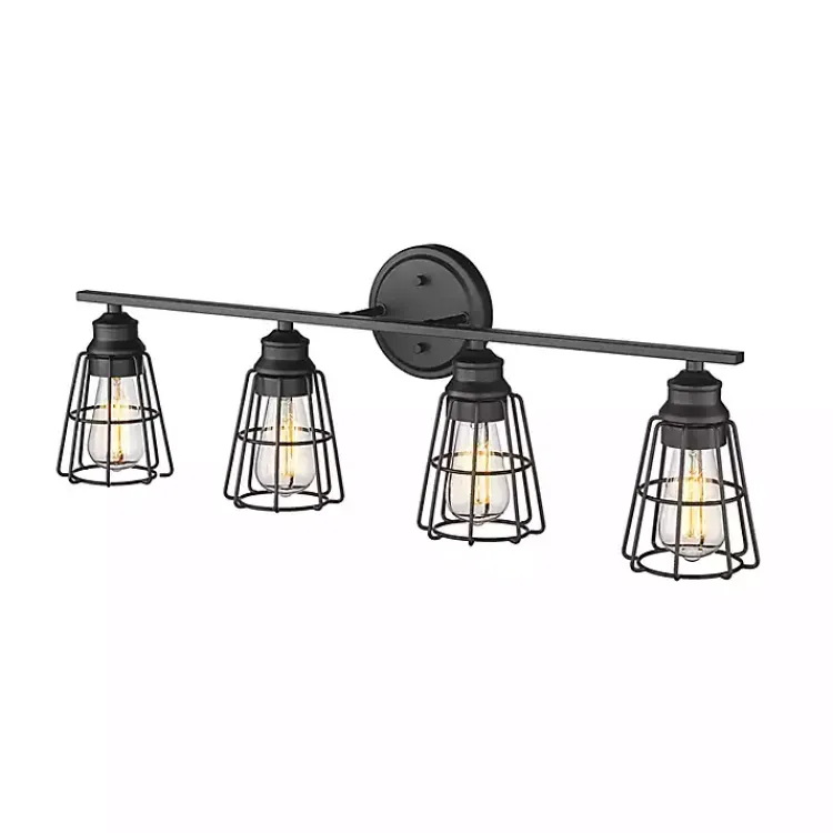 Kirklands Home Flush Mount Lighting|Matte Cage Shade Vanity Light Black