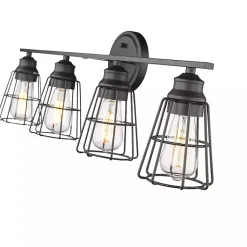 Kirklands Home Flush Mount Lighting|Matte Cage Shade Vanity Light Black