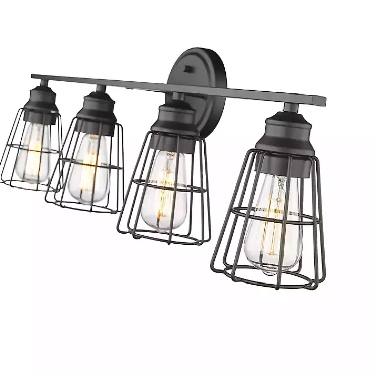 Kirklands Home Flush Mount Lighting|Matte Cage Shade Vanity Light Black