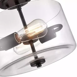 Kirklands Home Flush Mount Lighting|Matte Drum Semi-Flush Mount Light Black