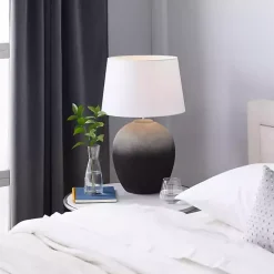 Kirklands Home Table Lamps|Matte Black Ombre Textured Table Lamp, 23 in. White