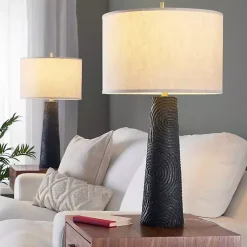 Kirklands Home Table Lamps|Matte Black Tapered Kona Table Lamps, Set of 2 Tan