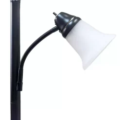 Kirklands Home Floor Lamps|Matte Bronze and White Reading Arm Torchiere Brown