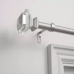 Kirklands Home Curtain Rods & Hardware|Matte Adjustable Prism Curtain Rod, 72 in. Silver