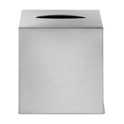 Kirklands Home Bathroom Accessories|Matte Stainless Steel Nexio Tissue Box Cover Silver