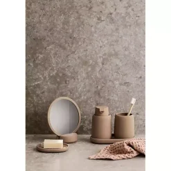 Kirklands Home Bathroom Accessories|Matte Modernity Ceramic Soap Dispenser Tan