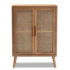 Kirklands Home Cabinets & Sideboards|Medium Oak Rattan 2-Door Cabinet