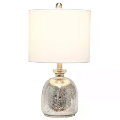 Kirklands Home Table Lamps|Mercury Hammered Glass Shade Table Lamp White