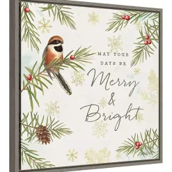 Sale Merry and Bright Framed Canvas Wall Plaque Christmas Art & Wall Decor