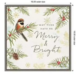 Sale Merry and Bright Framed Canvas Wall Plaque Christmas Art & Wall Decor