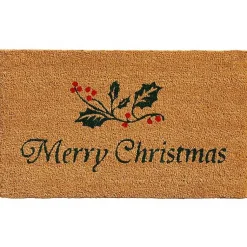 Discount Merry Christmas Holly Branch Doormat Outdoor Christmas Decorations