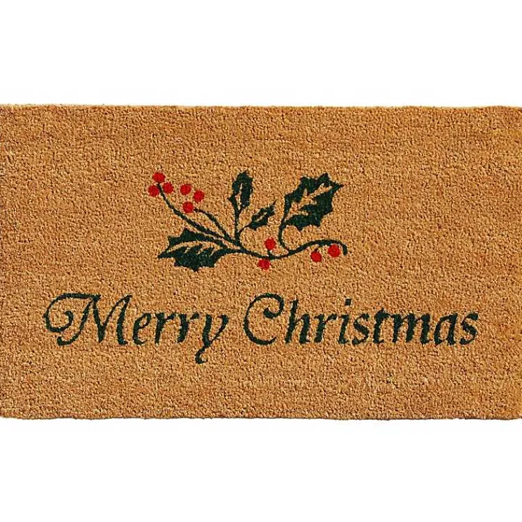 Discount Merry Christmas Holly Sprig Doormat Outdoor Christmas Decorations