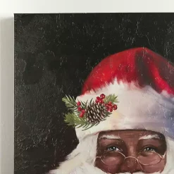 Best Merry Santa with Bells Canvas Art Print Christmas Art & Wall Decor