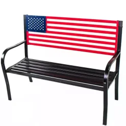 Kirklands Home Outdoor Seating|Metal American Flag Bench
