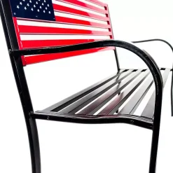 Kirklands Home Outdoor Seating|Metal American Flag Bench