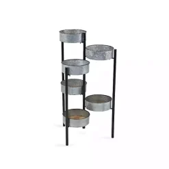 Kirklands Home Planters|Metal and Wood 6-Pot Folding Plant Stand