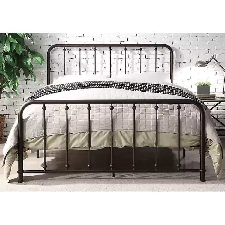 Kirklands Home Beds & Headboards|Metal Slat Bronze Queen Platform Bed Brown