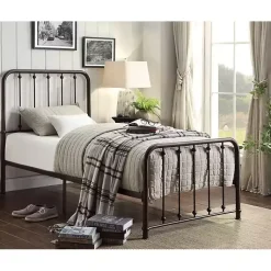 Kirklands Home Beds & Headboards|Metal Slat Bronze Twin Platform Bed Black