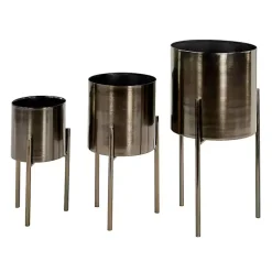 Kirklands Home Planters|Metallic Modern Iron Planters, Set of 3 Black