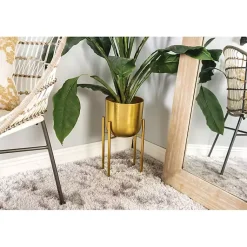 Kirklands Home Planters|Metallic Planters with Stands, Set of 2 Gold