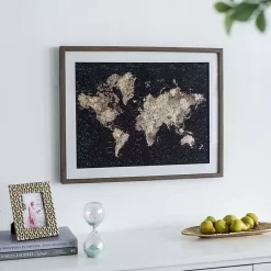 Kirklands Home Framed Art|Metallic Gold World Map Framed Art Print