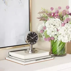 New Metallic Steel Beveled Base Tabletop Clock Decorative Accents