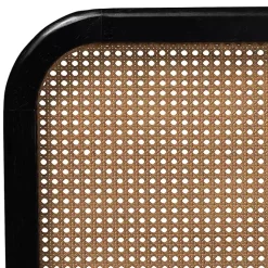 Kirklands Home Beds & Headboards|Mid-Century Black Wood Rattan Queen Platform Bed