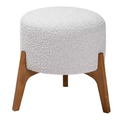 Kirklands Home Benches & Ottomans|Mid-Century Modern Boucle Ottoman Gray