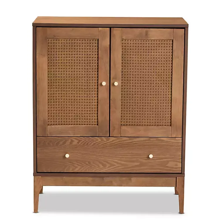Kirklands Home Cabinets & Sideboards|Mid-Century Modern Rattan Walnut Cabinet Brown