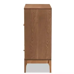 Kirklands Home Cabinets & Sideboards|Mid-Century Modern Rattan Walnut Cabinet Brown