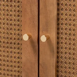 Kirklands Home Cabinets & Sideboards|Mid-Century Modern Rattan Walnut Cabinet Brown