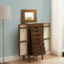 Kirklands Home Armoires|Mid-Century Modern Walnut Jewelry Armoire Brown