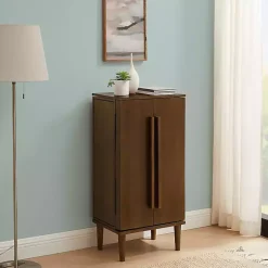 Kirklands Home Armoires|Mid-Century Modern Walnut Jewelry Armoire Brown