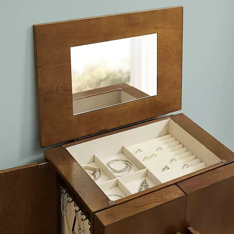 Kirklands Home Armoires|Mid-Century Modern Walnut Jewelry Armoire Brown