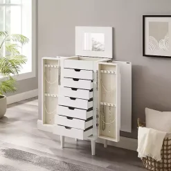 Kirklands Home Armoires|Mid-Century Modern Jewelry Armoire White