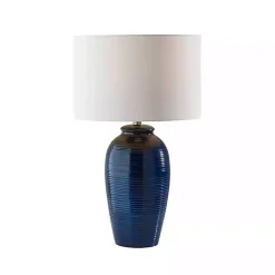 Kirklands Home Table Lamps|Midnight Ribbed Alexis Table Lamp Blue