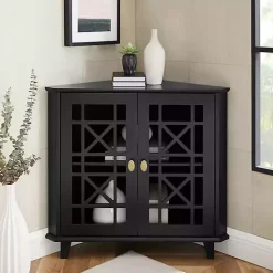 Kirklands Home Cabinets & Sideboards|Mikie Corner Cabinet Black