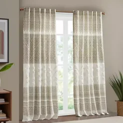 Kirklands Home Curtains & Drapes|Mila Horizontal Stripe Curtain Panel, 84 in. Tan