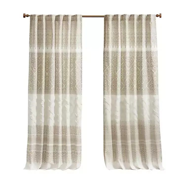 Kirklands Home Curtains & Drapes|Mila Horizontal Stripe Curtain Panel, 84 in. Tan