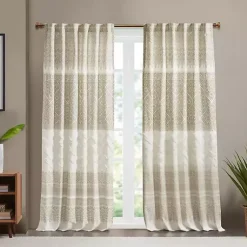 Kirklands Home Curtains & Drapes|Mila Horizontal Stripe Curtain Panel, 84 in. Tan