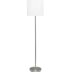Kirklands Home Floor Lamps|Minimal Brushed Nickel Stem Floor Lamp White
