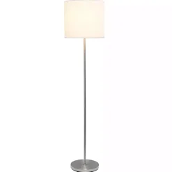 Kirklands Home Floor Lamps|Minimal Brushed Nickel Stem Floor Lamp White