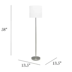 Kirklands Home Floor Lamps|Minimal Brushed Nickel Stem Floor Lamp White