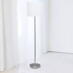 Kirklands Home Floor Lamps|Minimal Brushed Nickel Stem Floor Lamp White