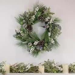 Best Mixed Foliage and White Berry Wreath Christmas Wreaths