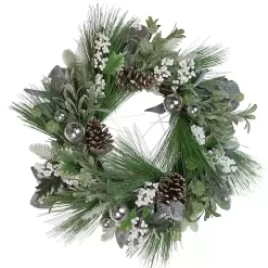 Best Mixed Foliage and White Berry Wreath Christmas Wreaths