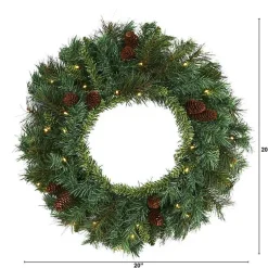 Online Mixed Pine Clear LED Wreath, 20 in. Christmas Wreaths