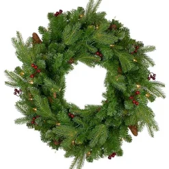 Hot Mixed Winterberry Pinecone Pre-Lit Wreath Christmas Wreaths